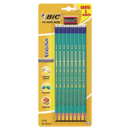LAPIZ EVOLUTION 8 PIEZAS MAS 1 SACAPUNTAS GRATIS