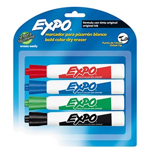 MARCADOR PARA PIZARRON EXPO ESTUCHE CON 4 PIEZAS