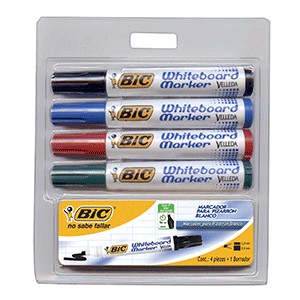 MARCADOR PARA PIZARRON BLANCO BIC CON 4 MAS BORRADOR