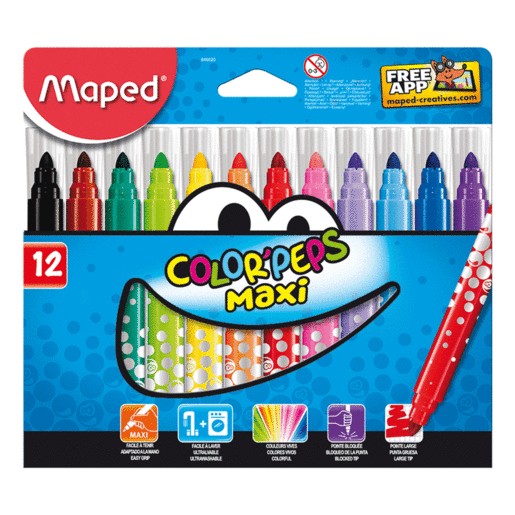 MARCADORES MAPED COLOR PEPS MAXI ESTUCHE CON 12