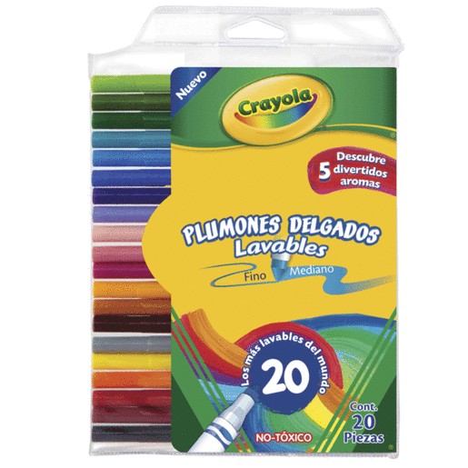 MARCADORES CRAYOLA DELGADOS LAVABLES 20 PIEZAS