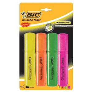 MARCATEXTO BIC BRITE LINER REFRESH SURTIDO 4 PIEZA