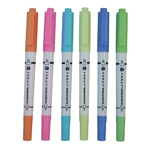 MARCATEXTO CON 2 PUNTAS COLORES SURTIDOS 6 PIEZAS