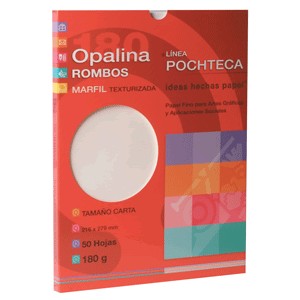 PAPEL OPALINA GOFRADA ROMBOS MARFIL POCHTECA