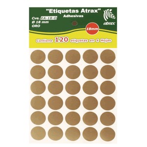 ETIQUETAS CIRCULARES ATRAX COLOR ORO CON 120 PIEZA