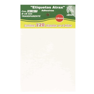 ETIQUETAS CIRCULARES ATRAX TRANSPARENTES CON 120 P