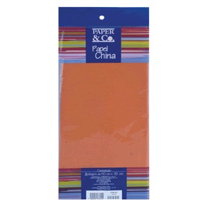 PAPEL DE CHINA NARANJA CON 3 PLIEGOS PAPER & CO