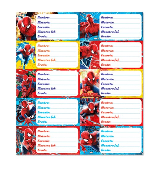 ETIQUETA ESCOLAR SPIDER MAN CLASICO