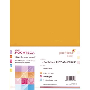 PAPEL AUTOADHERIBLE POCHTECA CARTA NARANJA CON 50