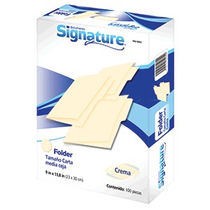 FOLDER CARTA SIGNATURE0 CREMA CON 100 PIEZAS