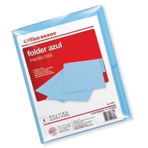 FOLDER CARTA OFFICE DEPOT AZUL CON 5 PIEZAS