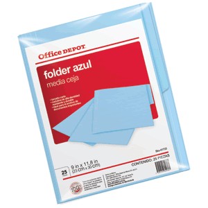 FOLDER CARTA OFFICE DEPOT AZUL CON 25 PIEZAS