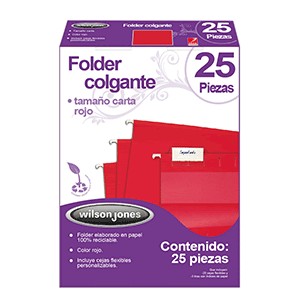 FOLDER COLGANTE WILSON JONES CARTA ROJO CON 25 PZ