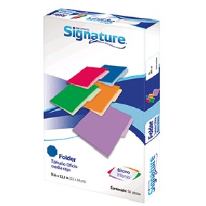 FOLDER OFICIO SIGNATURE AZUL CON 50 PIEZAS