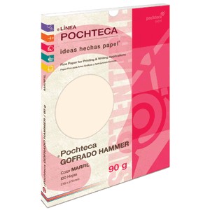 PAPEL GOFRADO HAMMER MARFIL 90 GR CON 100 POCHTECA