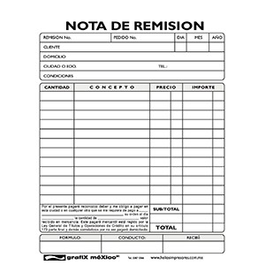 NOTA DE REMISION GRAFIX DUP 1/4 CARTA 4/20JGS