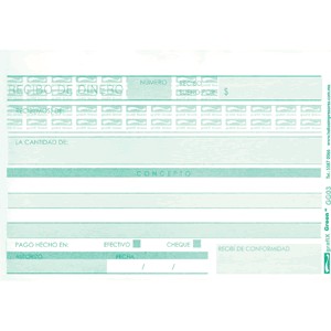 RECIBO DE DINERO AUTOCOPIANTE 2 PAQUETES CON 25 PI