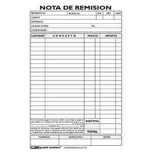 NOTA DE REMISION GRAFIX 1/2 CARTA 3 PAQUETES CON 2
