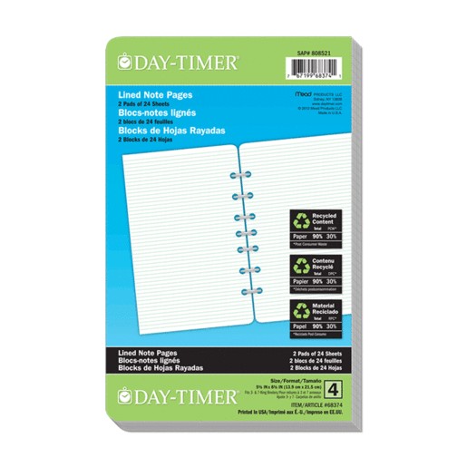 REPUESTO DAYTIMER DE HOJAS RAYADAS P/ORGANIZADOR