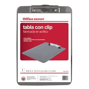TABLA CON CLIP ACLILICO OFFICE DEPOT TAMANO CARTA