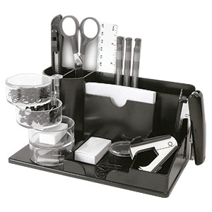 ORGANIZADOR DE ESCRITORIO EN PLASTICO COLOR NEGRO
