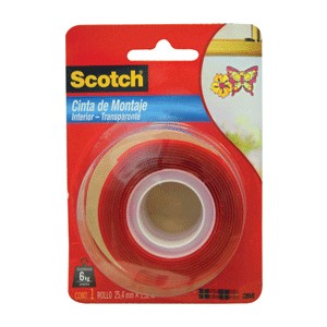 CINTA DE MONTAJE SCOTCH TRANSPARENTE 24MM X 1.5M