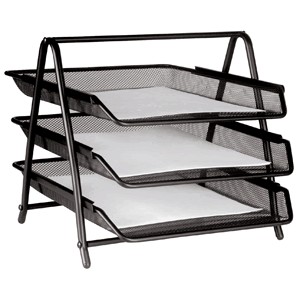 CHAROLA 3 NIVELES TAMANO CARTA MESH NEGRO