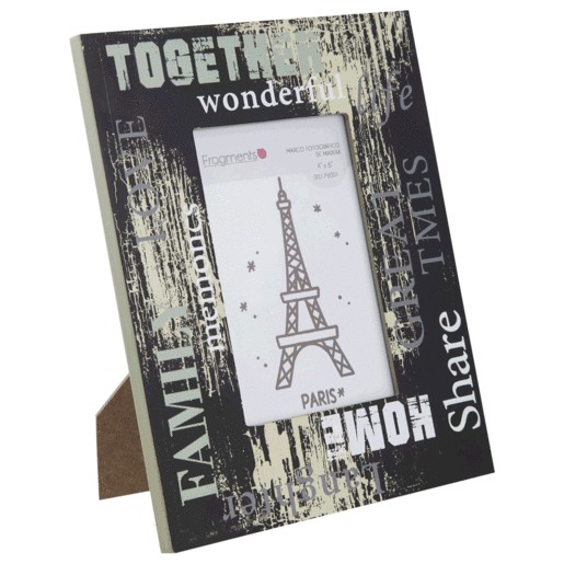 MARCO DE MADERA FRAGMENTS NEGRO DISENO LETRAS 4X6