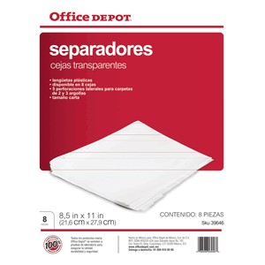 SEPARADORES INDICE OFFICE DEPOT 8 DIVISIONES