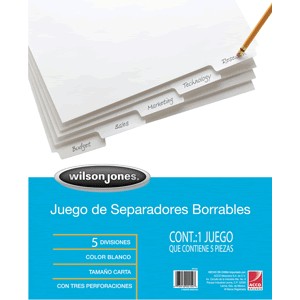 SEPARADORES INDICE WILSON JONES BORRABLES 8 DIV