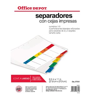 SEPARADORES INDICEOFFICE DEPOT 5 DIV NUMERADO