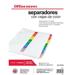 SEPARADORES INDICE 12 DIVISIONES S/NUMERO