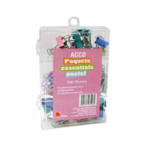 PAQUETE DE CLIPS ESSENTIALS PASTEL ACCO