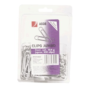 CLIP ACCO JUMBO BLISTER CON 100 PIEZAS