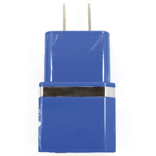 CARGADOR DUAL USB PARED AZUL