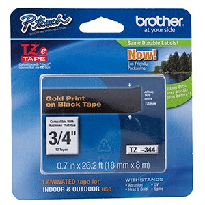 CINTA BROTHER TZ DORADO/NEGRO 3/4 18MM