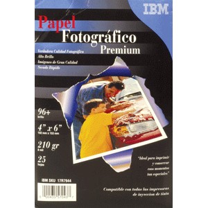 PAPEL FOTOGRAFICO ALTO BRILLO 4 X 6 25 HOJAS IBM
