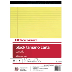 BLOCK TAMANO CARTA 8.5X11.7 CANARIO OFFICE DEPOT