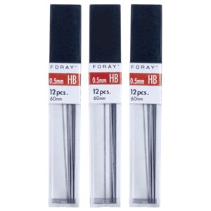 MINAS DE GRAFITO 0.5MM 2HB 3 TUBOS C/12MINAS