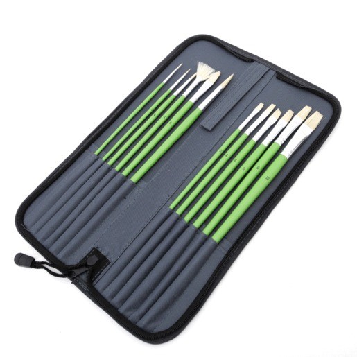 ESTUCHE PINCELES SURTIO MANGO LARGO CON 12 PIEZAS