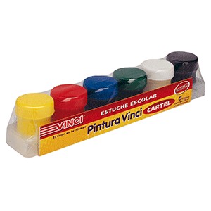 PINTURA ESCOLAR VINCI 20ML CON 6 PIEZAS