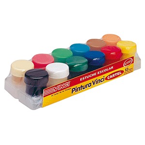 PINTURA ESCOLAR VINCI 20ML CON 12 PIEZAS