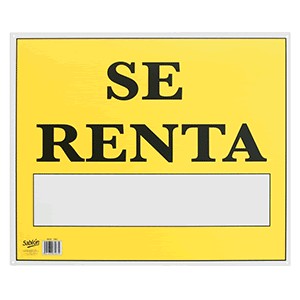 LETRERO CON LEYENDA SE RENTA 34 X 50 CM SABLON