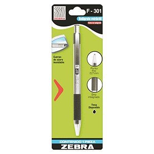BOLIGRAFO RETRACTIL ZEBRA F-301 TINTA NEGRA P FINO
