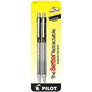 PLUMA PILOT RETRACTIL BETTER PUNTO FINO NEGRO 2PK