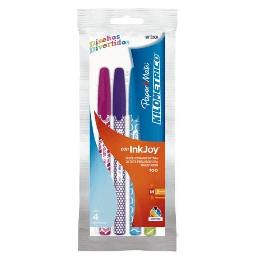 PLUMA KILOMETRICO 100 FASHION 4 PIEZAS