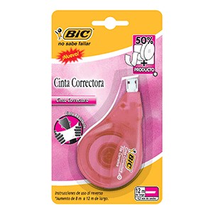 CINTA CORRECTORA BIC ROSA BLISTER C/1