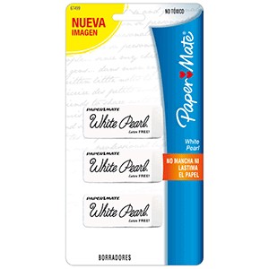 GOMA WHITE PEARL DE PAPERMATE CON 3 PIEZAS