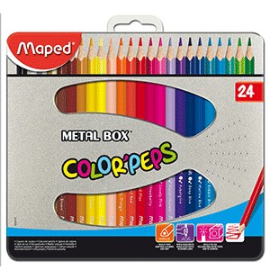 CAJA DE COLORES MAPED METALICA CON 24 PIEZAS