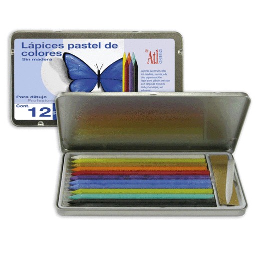 ESTUCHE METALICO LAPIZ PASTEL C/12